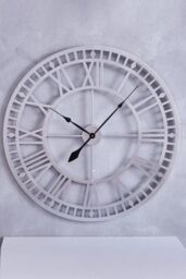 Living and Home 80cm Dia Silver Roman Numerals Metal Wall Clock