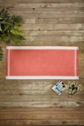 Deyongs Shoreline Stripe Beach Towel Stone 80x165cm 400gsm in Coral - Size: 80x165 cm - thumbnail 1