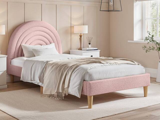 Flair Ava Boucle Single Bed in Pink - image 1