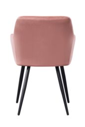 Life Interiors Single Camden Modern Velvet Dining Chair with Armrests, Quilted Design & Black Metal Legs in Pink - thumbnail 5