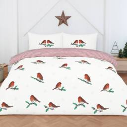 Rapport Home Robin Microfibre Reversible Stripes Duvet Cover Set with Pillowcase in White - Size: Double