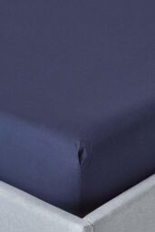 Homescapes Egyptian Cotton Deep Fitted Sheet 18 inch 200 Thread Count in Navy - Size: Super King Fitted - thumbnail 1