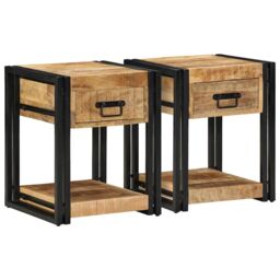 Berkfield Home Bedside Cabinets 2 pcs 40x40x50 cm Solid Rough Wood Mango in Brown - Size: 40 x 40 x 50 cm - thumbnail 1