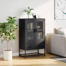 Berkfield Home Highboard Black 68x39x111.5 cm Steel - thumbnail 1