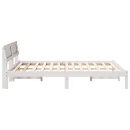 Berkfield Home with LED Strip Lights with Headboard White 140 x 200 cm Solid pine wood - thumbnail 6