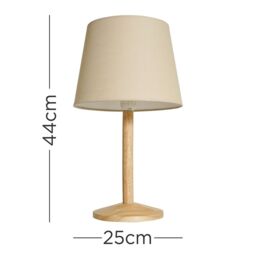 ValueLights Triston Light Natural Wood Table Lamp with Cream Fabric Drum Shade in Brown - thumbnail 6