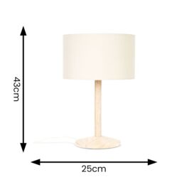 ValueLights Triston Light Natural Wood Table Lamp with Cream Fabric Drum Shade in Brown - thumbnail 5