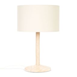 ValueLights Triston Light Natural Wood Table Lamp with Cream Fabric Drum Shade in Brown - thumbnail 2