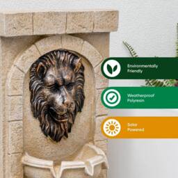 Gardenwize Solar Lion Head Water Feature With Battery Backup in Beige - thumbnail 4
