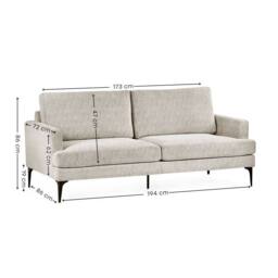 Cheshire Carrera Oyster Cream Chenille 3 Seater Sofa in Beige - thumbnail 3