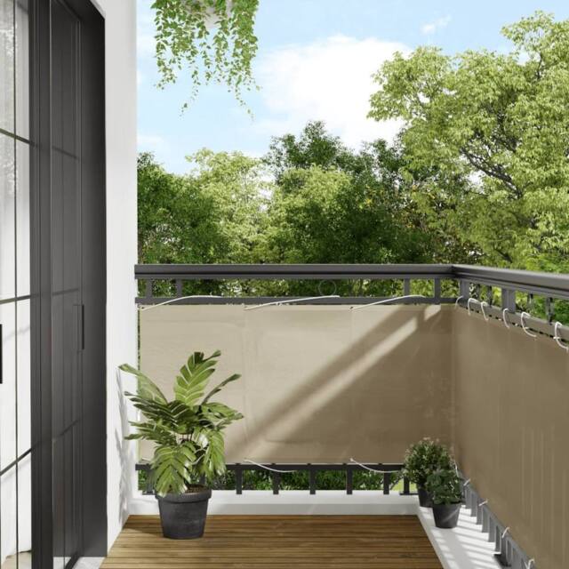 Berkfield Home Balcony Screen Beige 75x1000 cm 100% Polyester Oxford - image 1
