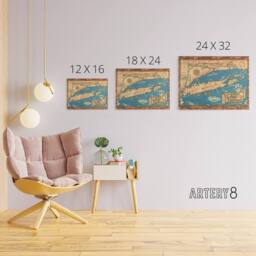 "Artery8 Vintage Map of Long Island New York Canvas Wall Art Print - Size: W18"" x H24""" - thumbnail 4