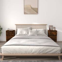 Berkfield Home Elegant Bedside Cabinets 2 pcs Smoked Oak 40x35x70 cm in Brown - Size: 40 x 35 x 70 cm - thumbnail 2