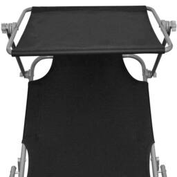 Berkfield Home Comfortable Folding Sun Lounger with Canopy Black Aluminium - thumbnail 6