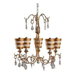Loops 5 Bulb Chandelier Hanging Pendant LIght Gold & Cream Patina LED E27 40W Bulb - thumbnail 1