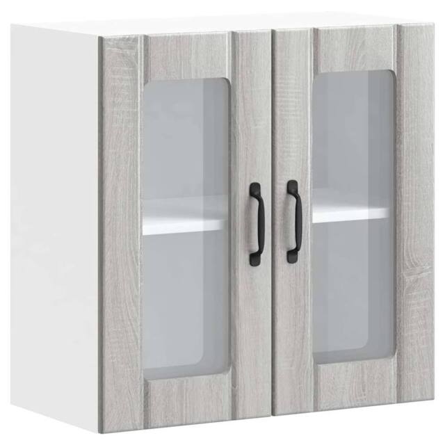 Berkfield Home Kitchen Wall Cabinet with Glass Door Lucca Grey Sonoma Engineered Wood - image 1