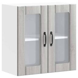 Berkfield Home Kitchen Wall Cabinet with Glass Door Lucca Grey Sonoma Engineered Wood