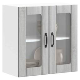 Berkfield Home Kitchen Wall Cabinet with Glass Door Lucca Grey Sonoma Engineered Wood - thumbnail 2