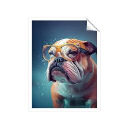 "Warren Reed - Designer Bulldog With Glasses Splashart Unframed Art Print - Size: W8"" x H10""" - thumbnail 1