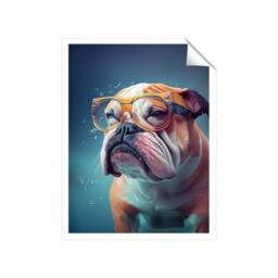 "Warren Reed - Designer Bulldog With Glasses Splashart Unframed Art Print - Size: W8"" x H10""" - thumbnail 2