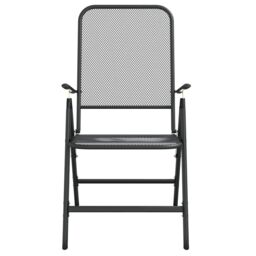 Berkfield Home Folding Garden Chairs 4 pcs Expanded Metal Mesh Anthracite in Black - thumbnail 4