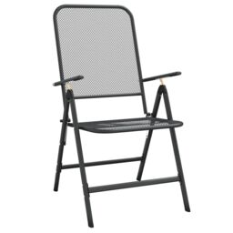 Berkfield Home Folding Garden Chairs 4 pcs Expanded Metal Mesh Anthracite in Black - thumbnail 3