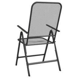 Berkfield Home Folding Garden Chairs 4 pcs Expanded Metal Mesh Anthracite in Black - thumbnail 6