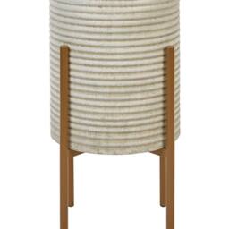 Wyld and Coco Beige Painted Iron Plant Stand Indoor Modern Industrial - Size: Medium - thumbnail 2