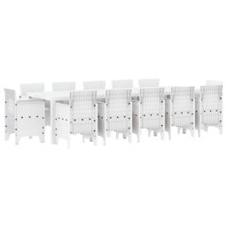 Berkfield Home 13 Piece Garden Dining Set White Poly Rattan - thumbnail 2