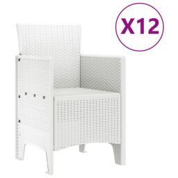 Berkfield Home 13 Piece Garden Dining Set White Poly Rattan - thumbnail 5