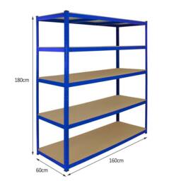 Monstershop Monster Racking T-Rax Extra Wide Storage Shelves, Blue, 160cm W, 60cm in Blue - thumbnail 5