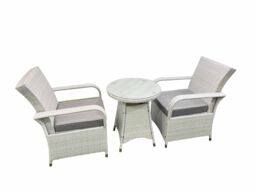 Fimous Wicker PE Rattan Garden Furniture Set Patio Outdoor 2 Chairs Plus Small Round Table Set Light Grey Mixed - thumbnail 4