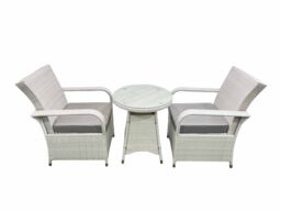 Fimous Wicker PE Rattan Garden Furniture Set Patio Outdoor 2 Chairs Plus Small Round Table Set Light Grey Mixed - thumbnail 3