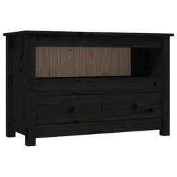 Berkfield Home TV Cabinet Black 79x35x52 cm Solid Wood Pine - Size: 79 x 35 x 52 cm