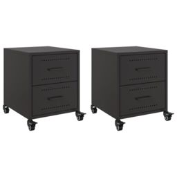 Berkfield Home Bedside Cabinets 2 pcs Black 36x39x43.5 cm Steel - thumbnail 2