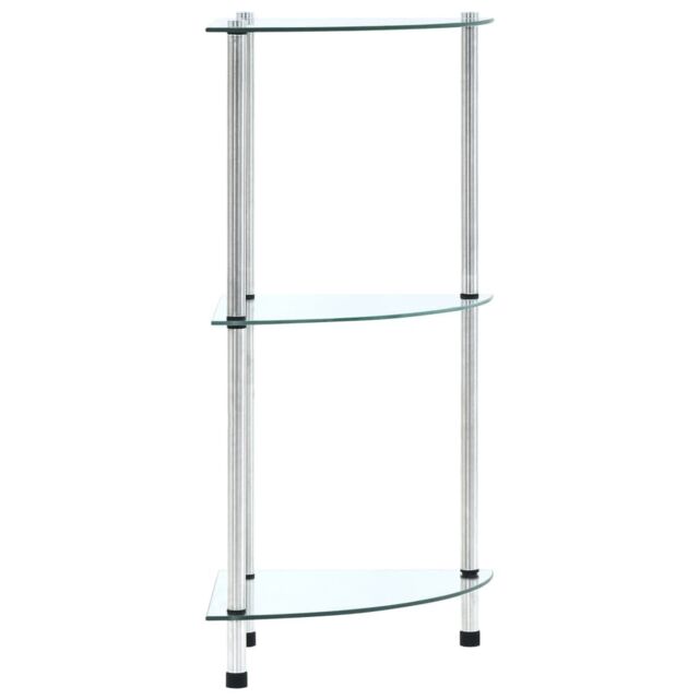 Berkfield Home 3-Tier Shelf Transparent 30x30x67 cm Tempered Glass in Clear - Size: 30 x 30 x 67 cm - image 1