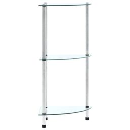 Berkfield Home 3-Tier Shelf Transparent 30x30x67 cm Tempered Glass in Clear - Size: 30 x 30 x 67 cm