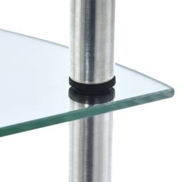 Berkfield Home 3-Tier Shelf Transparent 30x30x67 cm Tempered Glass in Clear - Size: 30 x 30 x 67 cm - thumbnail 4