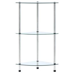 Berkfield Home 3-Tier Shelf Transparent 30x30x67 cm Tempered Glass in Clear - Size: 30 x 30 x 67 cm - thumbnail 2