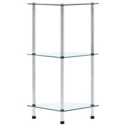 Berkfield Home 3-Tier Shelf Transparent 30x30x67 cm Tempered Glass in Clear - Size: 30 x 30 x 67 cm - thumbnail 3