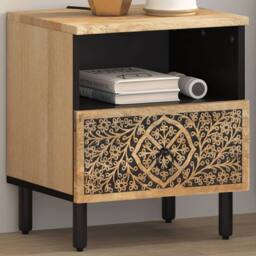 Berkfield Home Beautiful Bedside Cabinet 40x33x46 cm Solid Wood Mango in Brown - Size: 40 x 33 x 46 cm - thumbnail 2