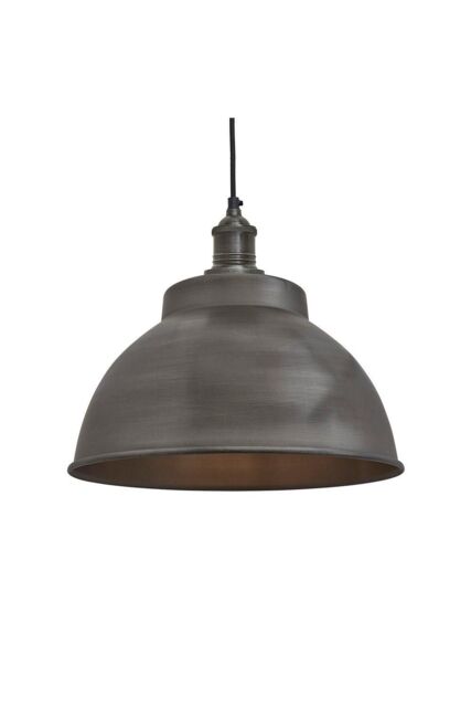 Industville Brooklyn Dome Pendant, 13 Inch, Pewter, Pewter Holder in Dark Grey - image 1