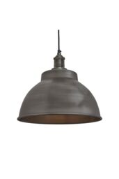 Industville Brooklyn Dome Pendant, 13 Inch, Pewter, Pewter Holder in Dark Grey - thumbnail 1