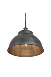 Industville Brooklyn Dome Pendant, 13 Inch, Pewter, Pewter Holder in Dark Grey - thumbnail 3