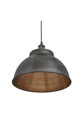 Industville Brooklyn Dome Pendant, 13 Inch, Pewter, Pewter Holder in Dark Grey - thumbnail 4