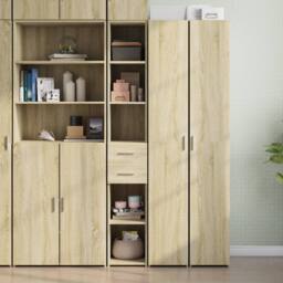Berkfield Home Highboard Sonoma Oak 30x42.5x185 cm Engineered Wood in Tan - thumbnail 2