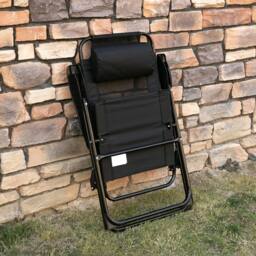 VOGREX Garden Chairs Set of 2 Folding Camping Chair Recliners, Black - thumbnail 5