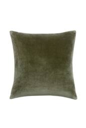 CHRISTY Luxury Filled Velvet 'Jaipur' Square Cushions in Olive - Size: 45 cm x 45 cm
