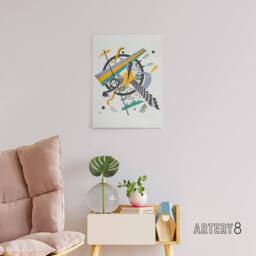 "Artery8 Small Worlds IV Abstract Painting Kandinsky Canvas Wall Art Print in White - Size: W12"" x H16""" - thumbnail 3