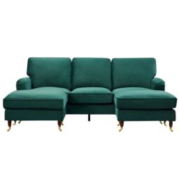 Artemis Home Woodbury 218cm Wide U-Shaped Velvet Fabric Corner Sofa in Green - thumbnail 2